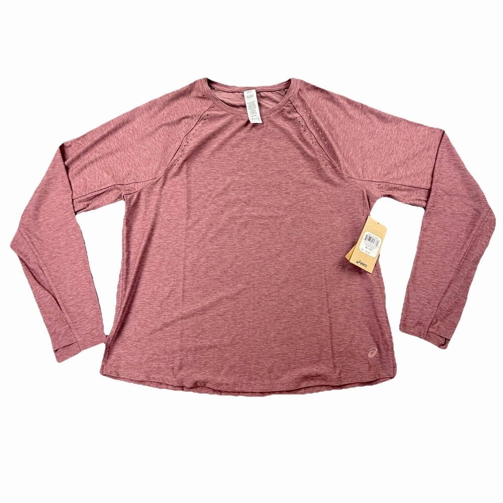 ASICS Laser Cut Long Sleeve Running Top XL Heather‎ Rose NWT Active Tee